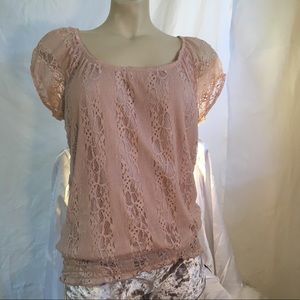 Lavish lace top with cap sleeves